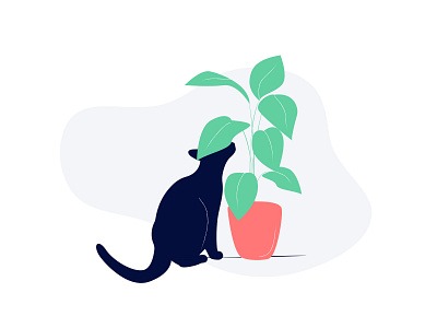 cat cat design illustration illustrator plant simple