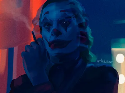 Joker artist cigarette comic comics dc dc comics design illustration joaquin phoenix joker photoshop portrait smoke