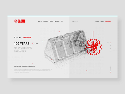 SACMI - home page animation factory future glitch hi tech industry interface madeinitaly mechanics minimal red sacmi sci fi soft tech ui website white