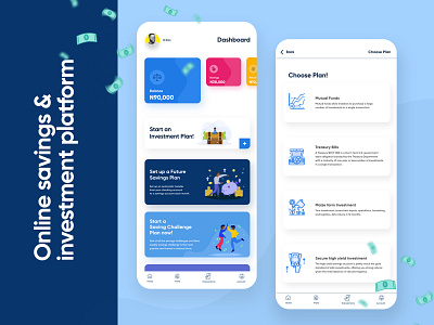 An online savings and Investment app app clean design graphic design icon logo minimal mobile app mobile app design ui vector