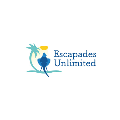 Escapades Unlimited 2 agency bird branding elephant high end illustrator logo logodesign palm tree premium sri lanka subtle sun tour tropical vector