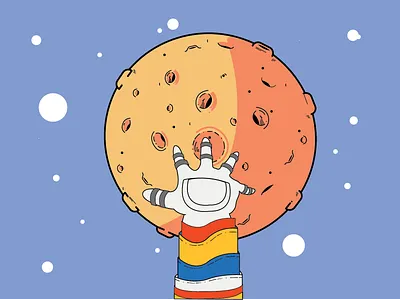 Hand Reaching for planet adobe almost there astronaut hand illustration planet saturday night space stars