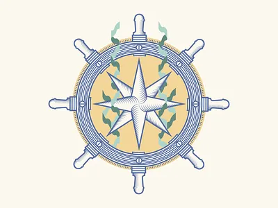Compass Rose Wheel boat wheel boats wheel compass compass rose emblem illustration kelp lineart maritime naval navigation sea ship ships wheel wheel wip