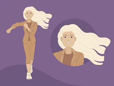 Yaroslava. Forward to the dream branding character design flat flat illustration go happyness illustration leader suit vector walk white hair woman woman portrait