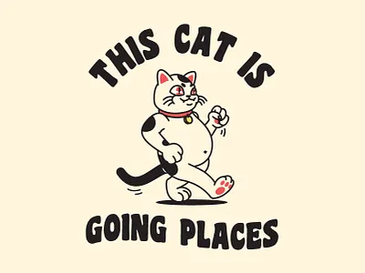 This Cat Is Going Places cat character drawing fun illustration logo mascot vector