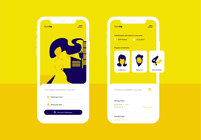 Hairdresser App app design illustration minimal ui ux vector web