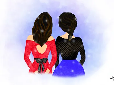 Sisters Illustration art bestiee girls graphic illustration illustrator love sisters vector vector art