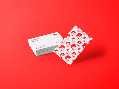 Happy Daze burger business card business card design cartoon food icon illustration logo red