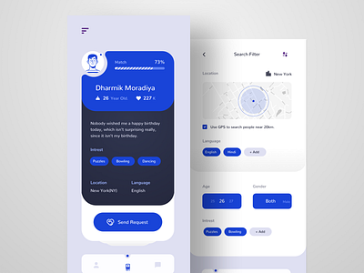 Blind Dating app app app design application design mobile navigation search typography ui ux