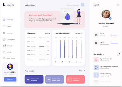 Online Language Learning Platform design ui ux web