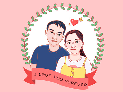 couple boy couple design flower girl happy illustration love lover summer sun