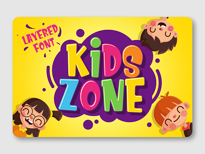 Kids Zone advertisement branding display font display typeface fancy font font awesome font design fonts kids font layered font logotype