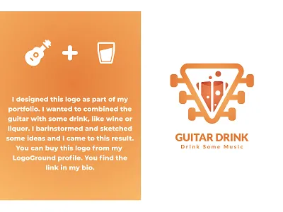 Guitar Drink Logo Design beverage brand identity branding branding design clean combination concept concept design creative design design art drink guitar illustration logo logo design music simple unique logo vector