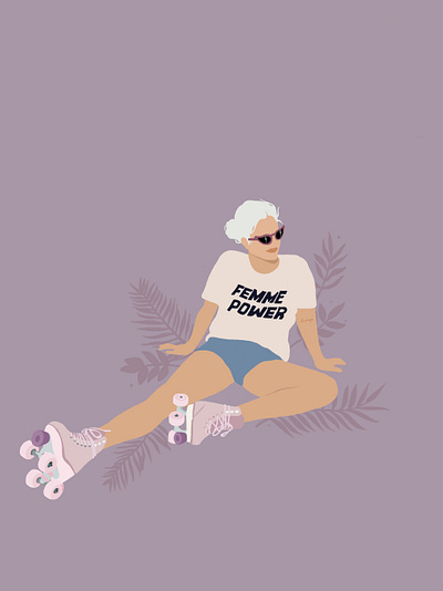 GRL PWR ϟ design digital dribbble girlpower illustration procreate rollers rollerskates sunnies thunderbolt vector