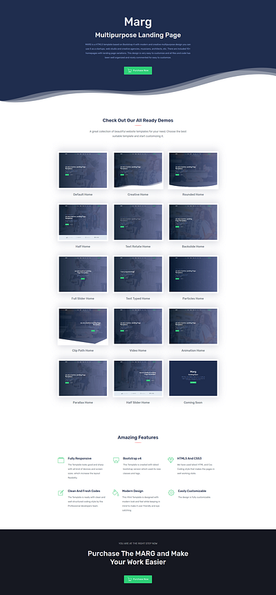 Marg – Multipurpose Landing Page Templates bootstrap 4 css3 design html 5 template ui website
