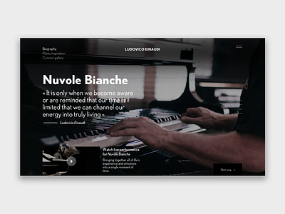 Ludovico Einaudi art design homepage illustration interface design landing page design music musician piano ui design user interface ux webdeisgn