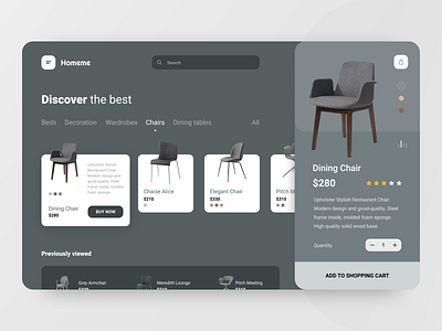 Shop destop app chair ecommerce furniture furniture store interface shop shopping shopping bag shopping cart store ui ux