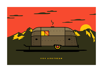 1959 Airstream airstream camper illustration mountains outdoors sunset van