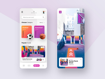 Court Finder - AR app app app design ar augmented reality basketball camera clean court design dribbble football gradients interface minimal mobile app typography ui ui design ux vr