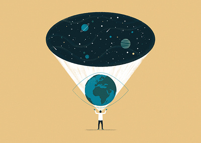 No. 18 / Earth Could Be a Lens for a Space Telescope astronomy editorial exploration inktober man planet science scientist space star vectober vectober2019