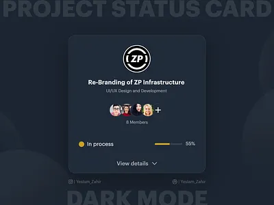 Project Status Card | Dark Mode admin design admin panel black business creative dark mode dark theme dark ui project status trend ui design uiux ux ux design