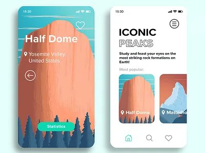 Iconic peaks App app branding design flat graphicdesign icon illustration ios ui ux