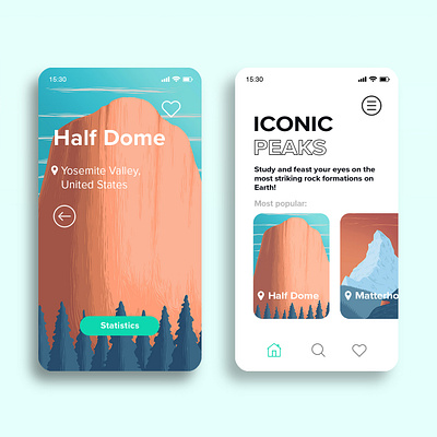 Iconic peaks App app branding design flat graphicdesign icon illustration ios ui ux