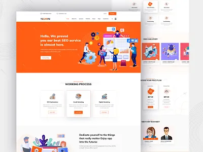 Techopz - Digital Marketing Seo landing page bootstrap colorful creative digital illustration landing page landing page design logo marketing minimal new seo seo agency ui uidesign uiux ux uxdesign