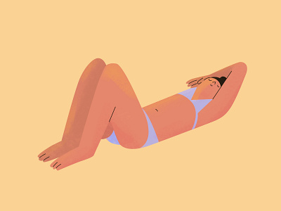 Sunbather girl beach character character design drawing flat girl illustration minimal photoshop summer sunbather sunbathing swimsuit swimwear texture