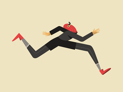Running thief character character design drawing flat illustration minimal running thief