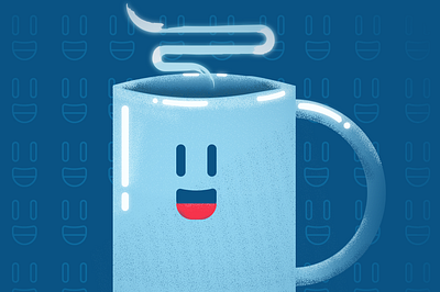 Cup Boy coffee coffee cup cup flat grain grain texture illustration mug positive silly smile