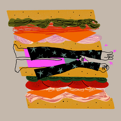 Sandwiched advertising illustration brand illustration children illustration design editorial illustration illustration procreate vector