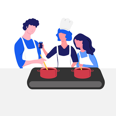 Cooking Class blue character cooking cooking class design flat illustration together vector