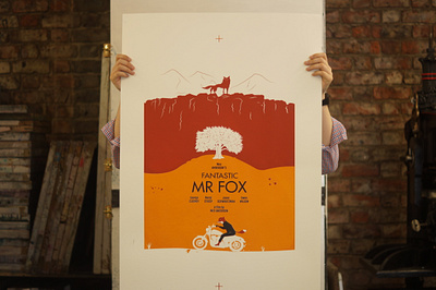 Fantatsic Mr Fox Movie Poster design flat illustration movie posters printmaking screen printing typography