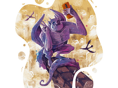 Narcissist Gargoyle art character characterdesign funny gargoyle illustration procreate selfie
