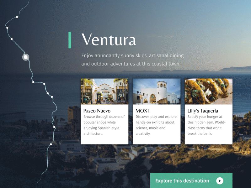 Explore Destinations on the Pacific Surfliner ☀️ animation california destination explore invisionstudio ui