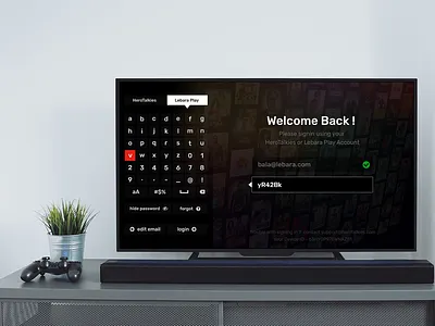 Login Screen for TV challenge clean concept dark dark ui keyboard keypad login page netflix ott tv tv app tv ui ui ux