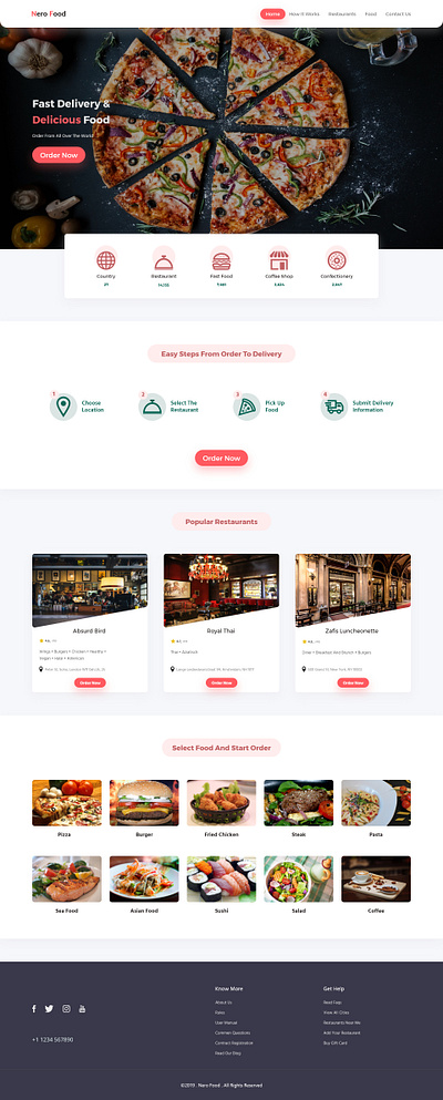 Nero food landing page delivery food landing page material design ui ui design uiux ux ux design website webui