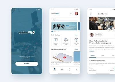 VideoPRO App - Marketplace for Video Services app app design daily ui dailyui design dribbble figma marketplace mobile ui uiux video