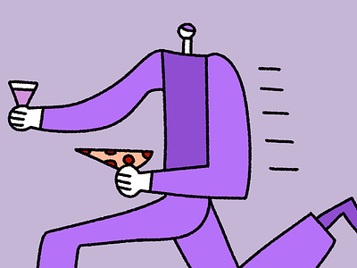 Running man holding a pizza illustration man pizza running