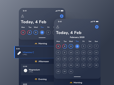 🦊 Medfox - Dark mode alarm app bar code calendar dark mode drugs engagement health healthcare medfox medical medicine pills qr code reminder rings scan ui ux