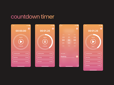 Countdown timer app countdown design flat ios minimal timer ui vector