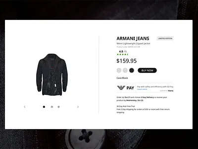 Single Product armani dailyui desktop design jacket payment product page single product webdesign