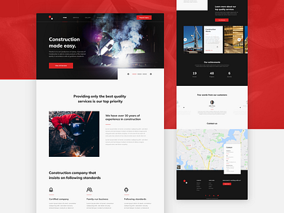 AT Construction 👷‍ adobe xd black clean color construction creative design landingpage red ux ui webdesign webdesigner website