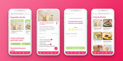 Pitaya Receitas pink recipe app ui uidesign ux uxdesign