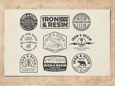 Iron And Resin bear brand identity branding california design illustration logo logodesign mountain outdoor pines shaka sun suns sunset tree type type daily typogaphy vintage