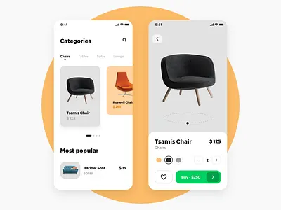 Furniture shopping app adobe xd app app design cards clean ecommerce ecommerce app eshop furniture furniture app ios iphone iphone x minimal mobile mobile app mobile ui simple ui ux