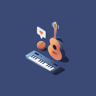 Сomposition_1 ball design football gradient guitar illustration illustrator ishu isometric lights like vector