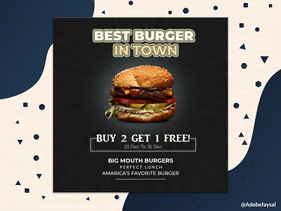 Burger Ads For Social Media Template adobefaysal advertisement burger ads business advertising digital marketing social media ads social media template
