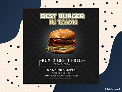 Burger Ads For Social Media Template adobefaysal advertisement burger ads business advertising digital marketing social media ads social media template